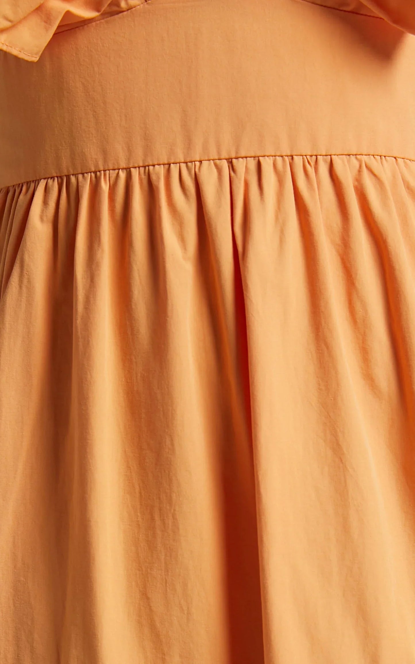 Levona Midi Dress - Ruffle Shoulder Tiered Dress in Orange